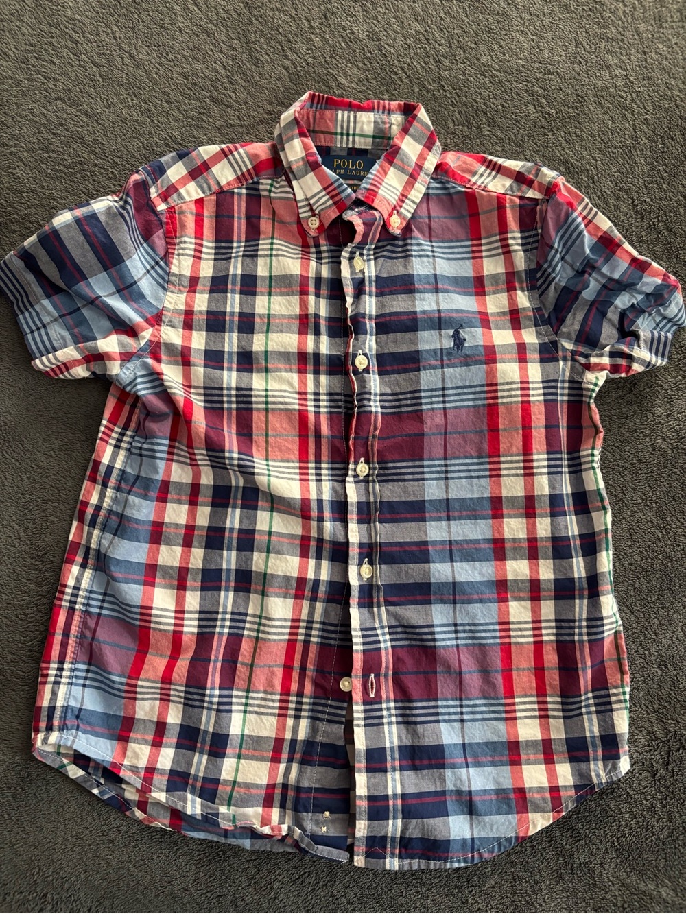 Polo by Ralph Lauren Navy, Red & White Plaid Button-Down Kids Shirt